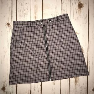 Purple Plaid Zip Front Skirt